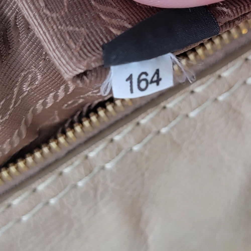 ✨PRADA✨Vitella Satchel Large Calf Leather Tote Soft Metallic Gold - Picture 14 of 15